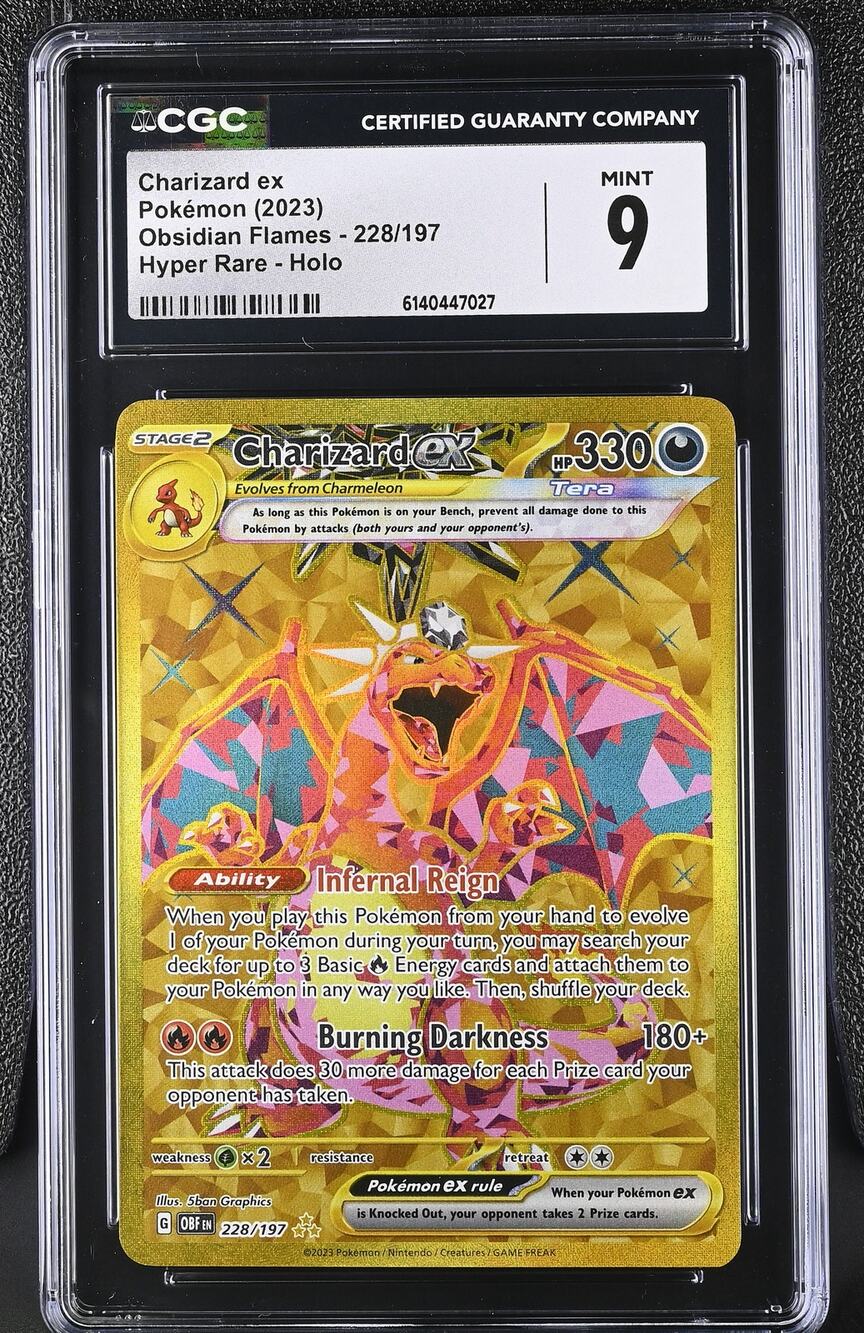 CGC 9 MINT Charizard ex 228/197 Pokémon 2023 Obsidian Flames Gold Hyper Rare